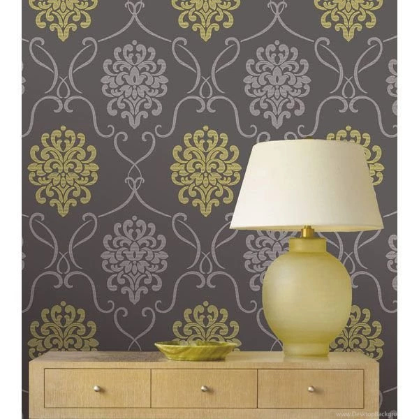 DL30440 Grey Modern Damask Suzette Decorline Wallpapers