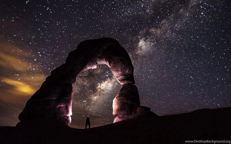 Milky Way Above The Delicate Arch Free Desktop Backgrounds And ...