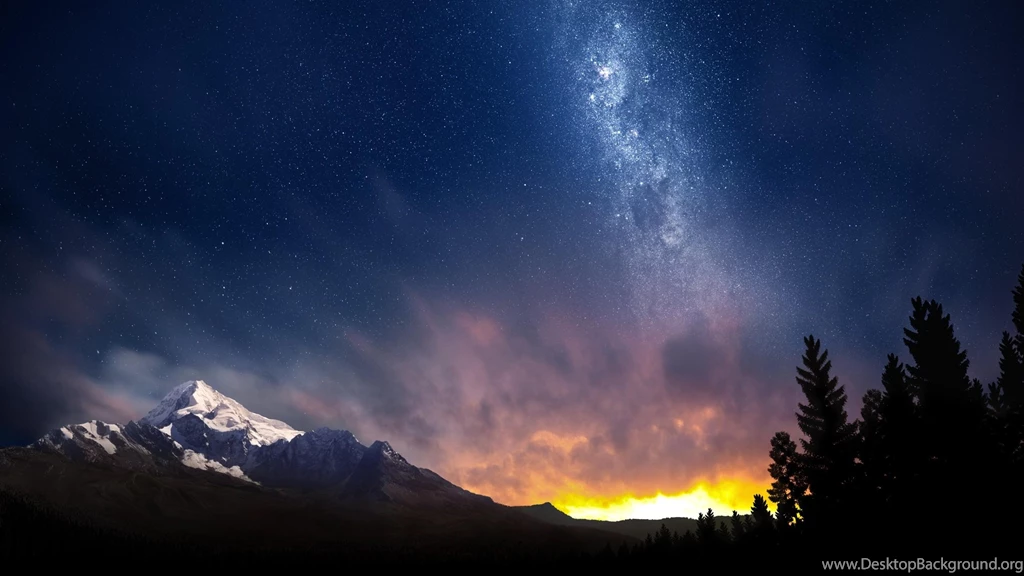Landscape Sunset Mountain Stars Milky Way (