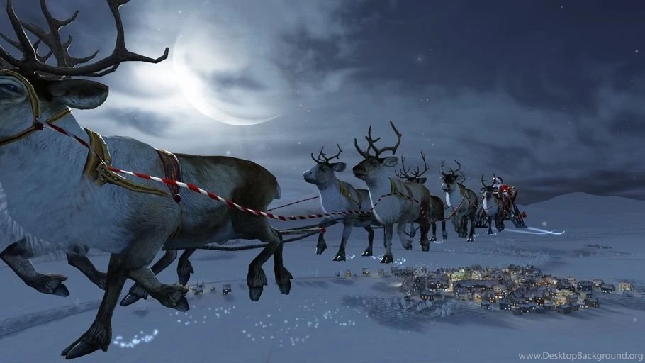 Rudolph, Santa Claus, Reindeer, Deer, Snow, 3d, Christmas, Stars ...