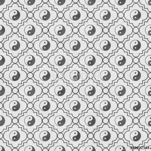 Gray And White Yin Yang Tile Pattern Repeat Background" Stock ...