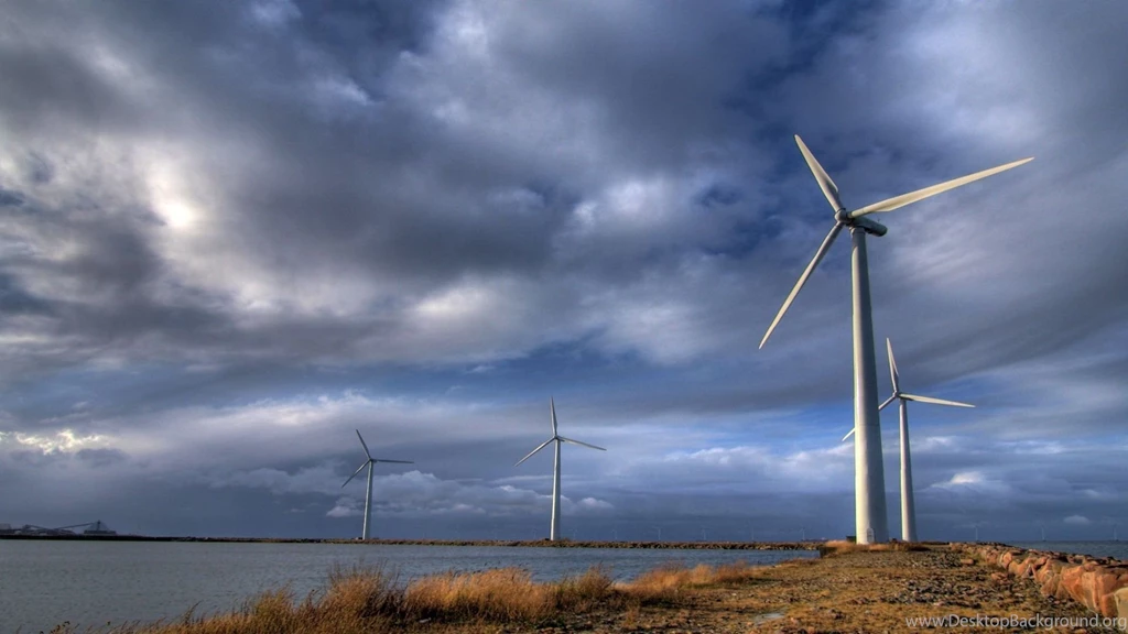 Other: Mighty Windmills Clouds Turbines Sea Shore Windmill 8594 ...