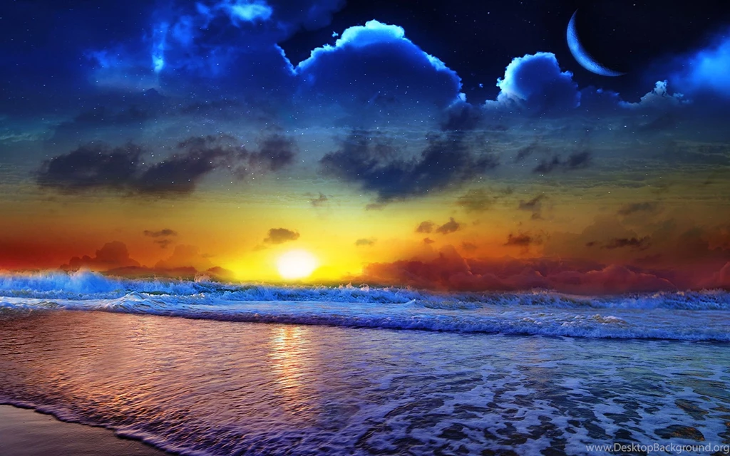 Beach Scene At Dusk Wallpapers Hd 2560x1600 : Wallpapers13.com