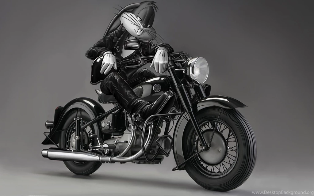Bugs Bunny BW Motorcycle Looney Tunes Humor Rabbit Animals ...