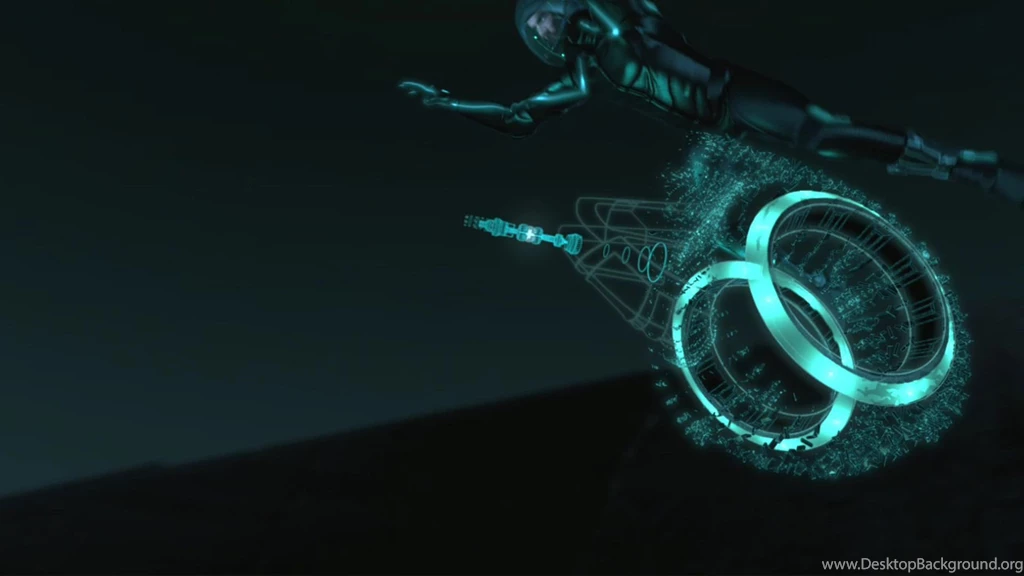 Tron Legacy Jumping On The Motorcycle HD Wallpapers