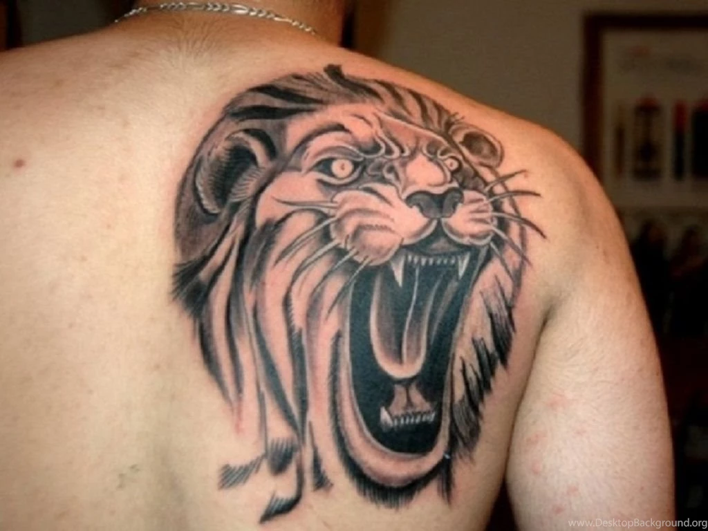 Awesome wild lion tattoo ideas on back for men free wallpapers hd.jpg
