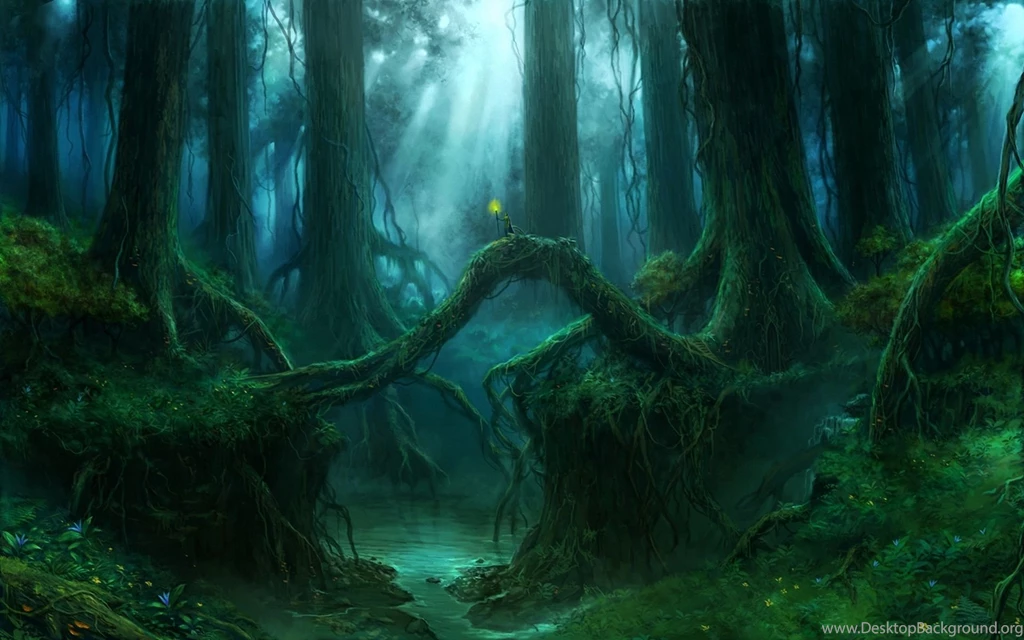 Gothic Forest Trees Fantasy River Mood Wallpapers