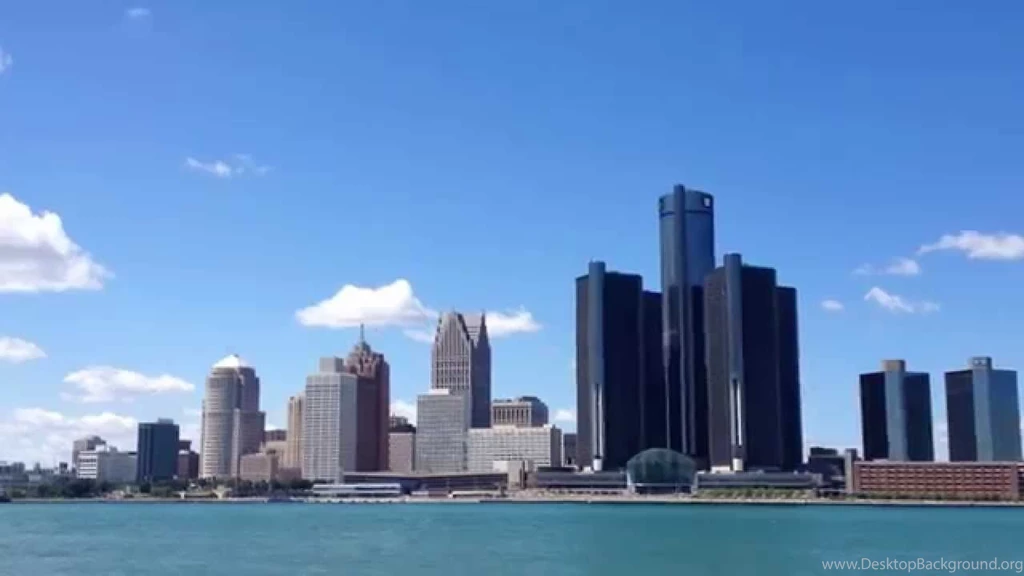 DETROIT   Detroit River And City Skyline, Seen From Windsor In ...
