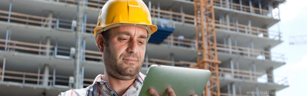 Download Wallpapers 3840x1200 Builder, Building, Helmet, Tablet ...
