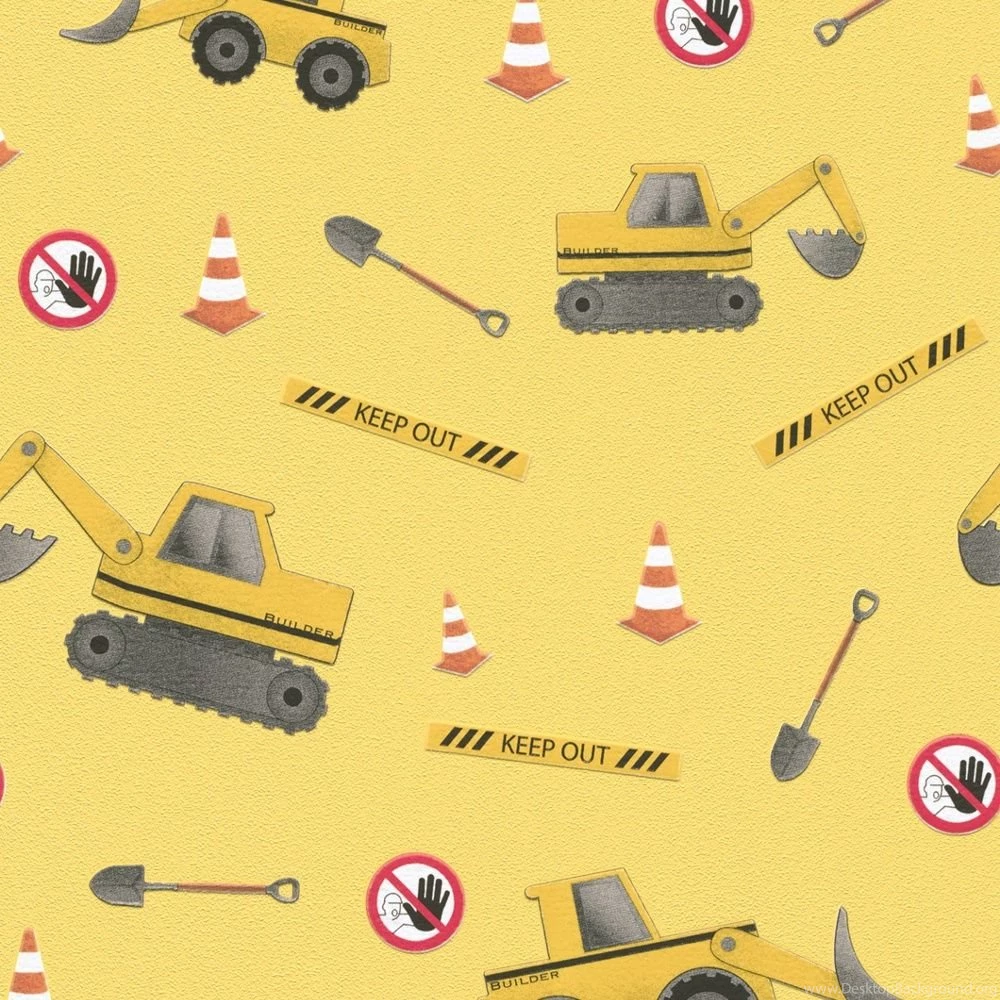 Rasch Yellow Digger JCB Builder Workmen Children Kids Wallpapers 465402