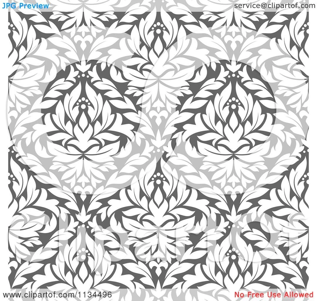 Clipart Of A Grayscale Diamond Damask Backgrounds Pattern Royalty ...