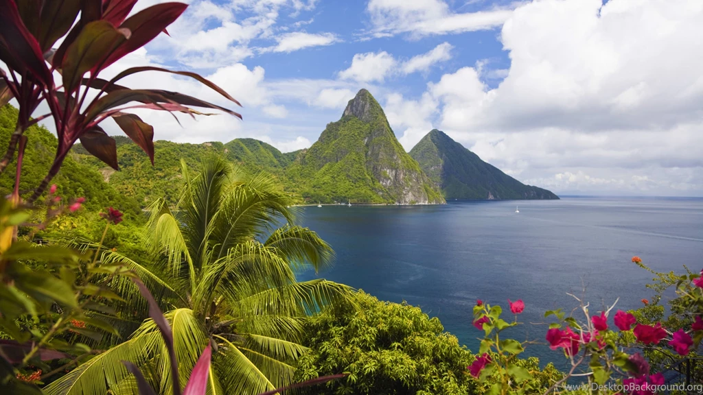Download Wallpapers 3840x2160 Caribbean, Ocean, Palm Trees, Peaks ...
