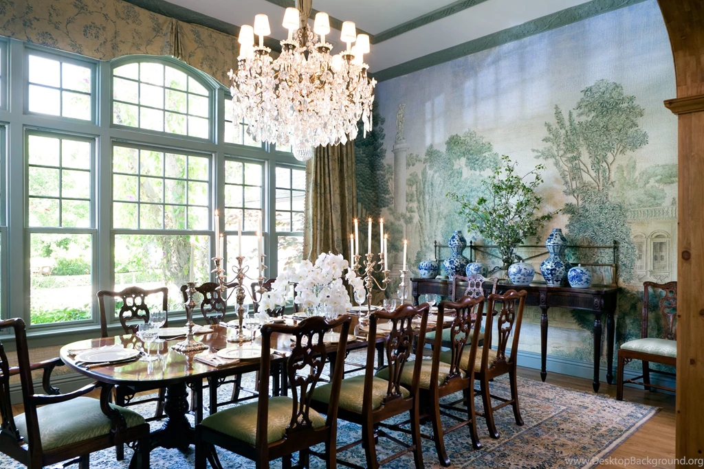 The Dining Room, Covered In Custom Wallpapers Printed On Watercolor ...