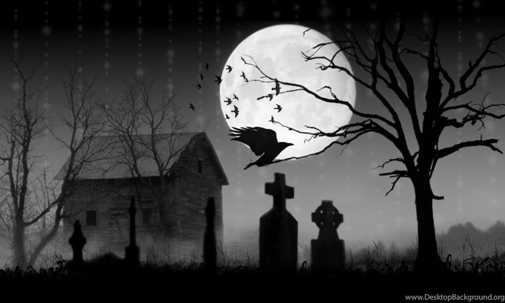 Free Wallpapers Graveyard And Crow In Dark 1280x768 Wallpapers