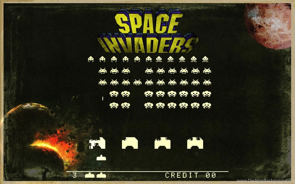 Outer Space Stars Vintage Old Planets School Space Invaders Retro ...