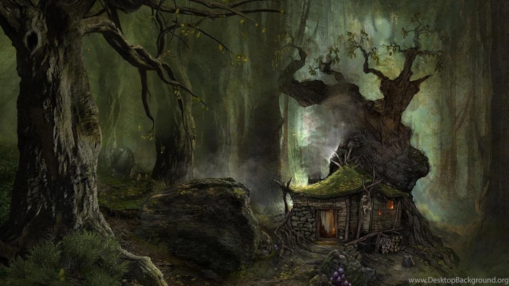CREEPY FOREST HOUSE WALLPAPER (