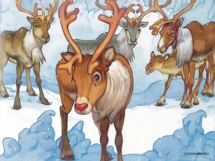 Rudolph The Red Nosed Reindeer Illustration Wallpapers 14   Wallcoo.net