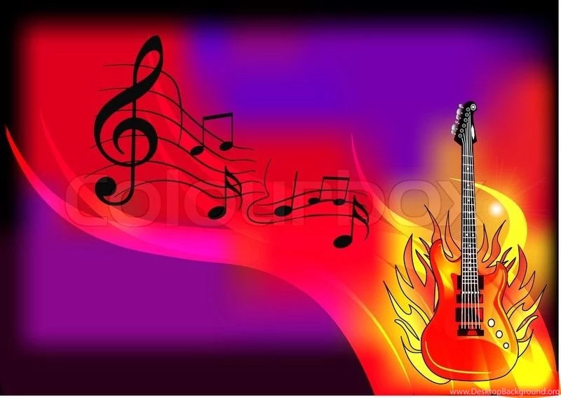 Illustration Music Backgrounds With Guitar And Fire