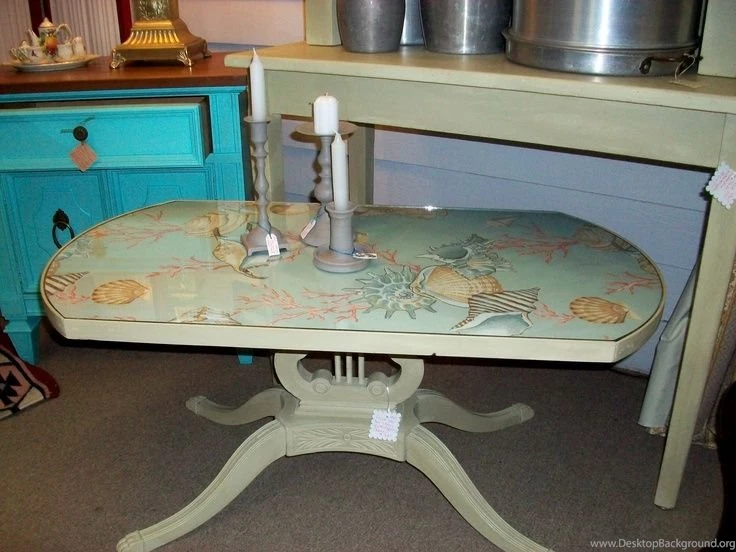 Fab 1940s Lyre Base Coffee Table, Painted With Annie Sloan Chalk ...