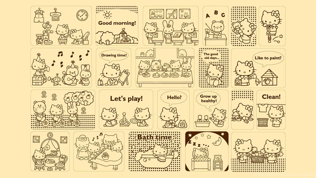 Backgrounds Brown Kitty Sanrio Hello Desktop Widescreen Pixels ...