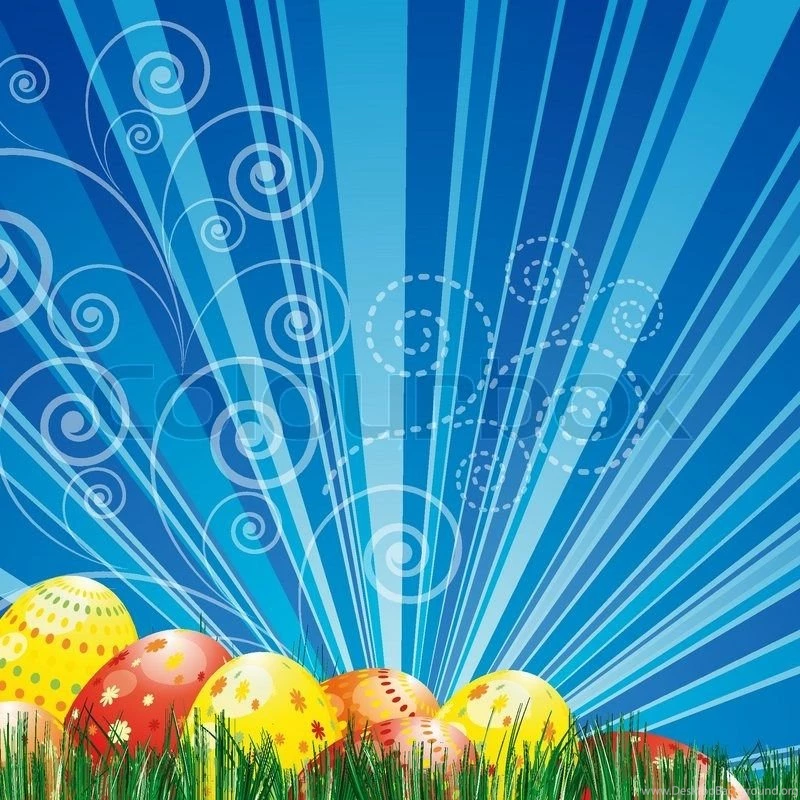 Easter Backgrounds With Colorful Easter Eggs Over Blue Backgrounds ...