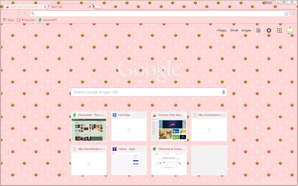 Pixel Strawberries On Pink Google Chrome Theme — Weasyl
