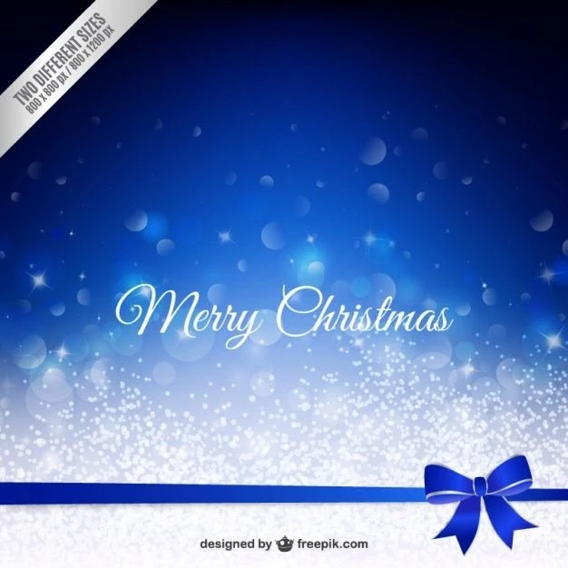 Merry Christmas Bokeh Backgrounds With A Blue Bow Vector