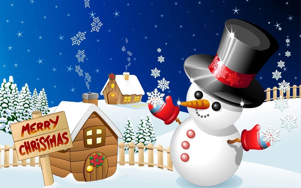Merry Christmas Backgrounds With Snowman