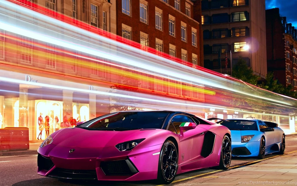 Pink Lamborghini City Wallpapers