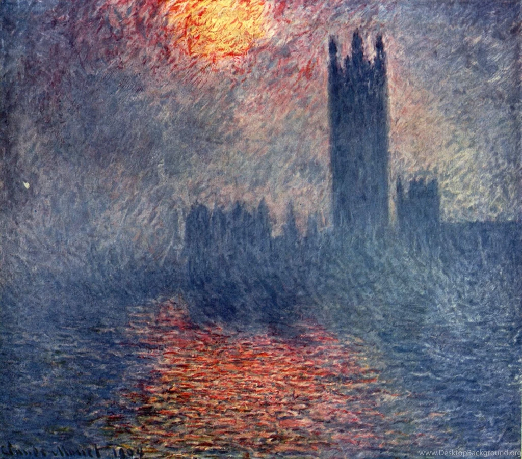 The Parliament Of London At Sunset By Monet Wallpapers For Desktop ...