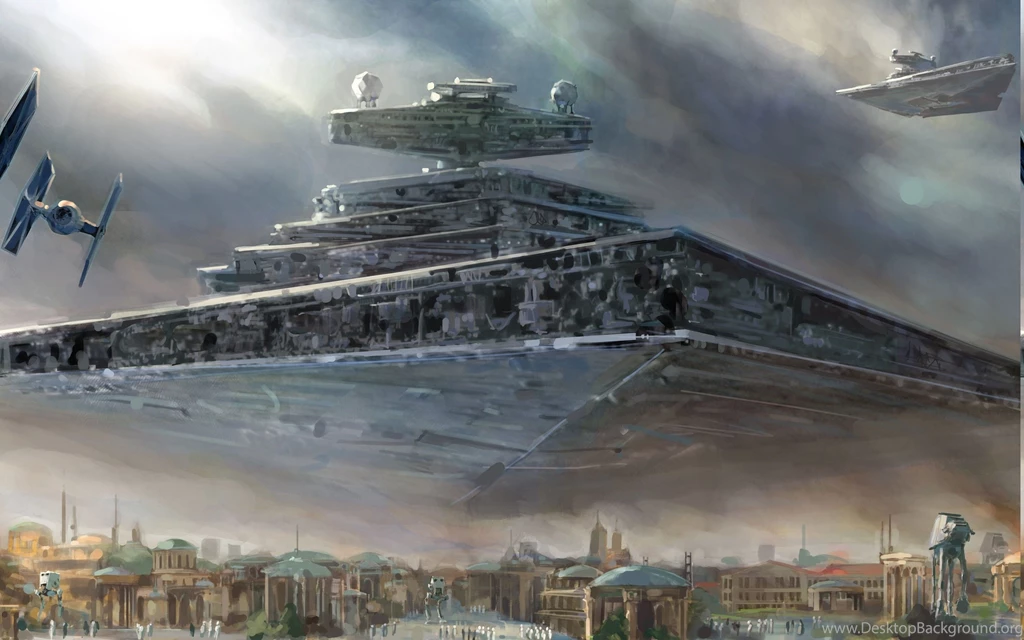 Star Wars, Star Destroyer, Spaceship, TIE Fighter, Painting ...
