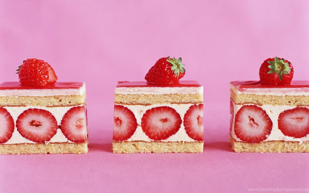 Food Desert Sweet Cake Fruit Strawberries Color Cream Sugar Red ...