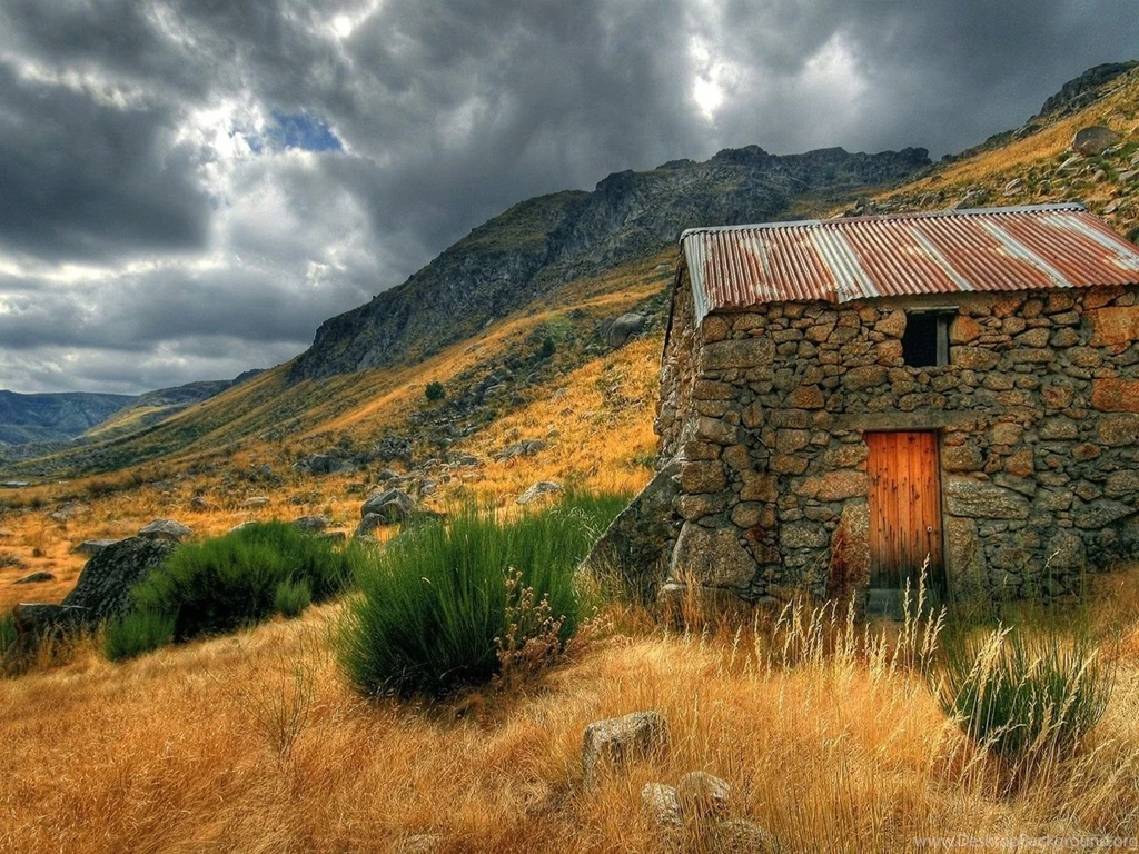Clouds Landscapes Mountains Nature Old House Wallpapers ...