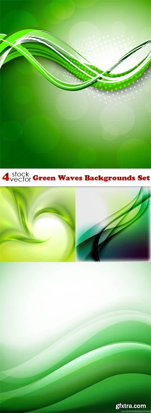 Vectors Green Waves Backgrounds Set » Vector, Photoshop PSD ...