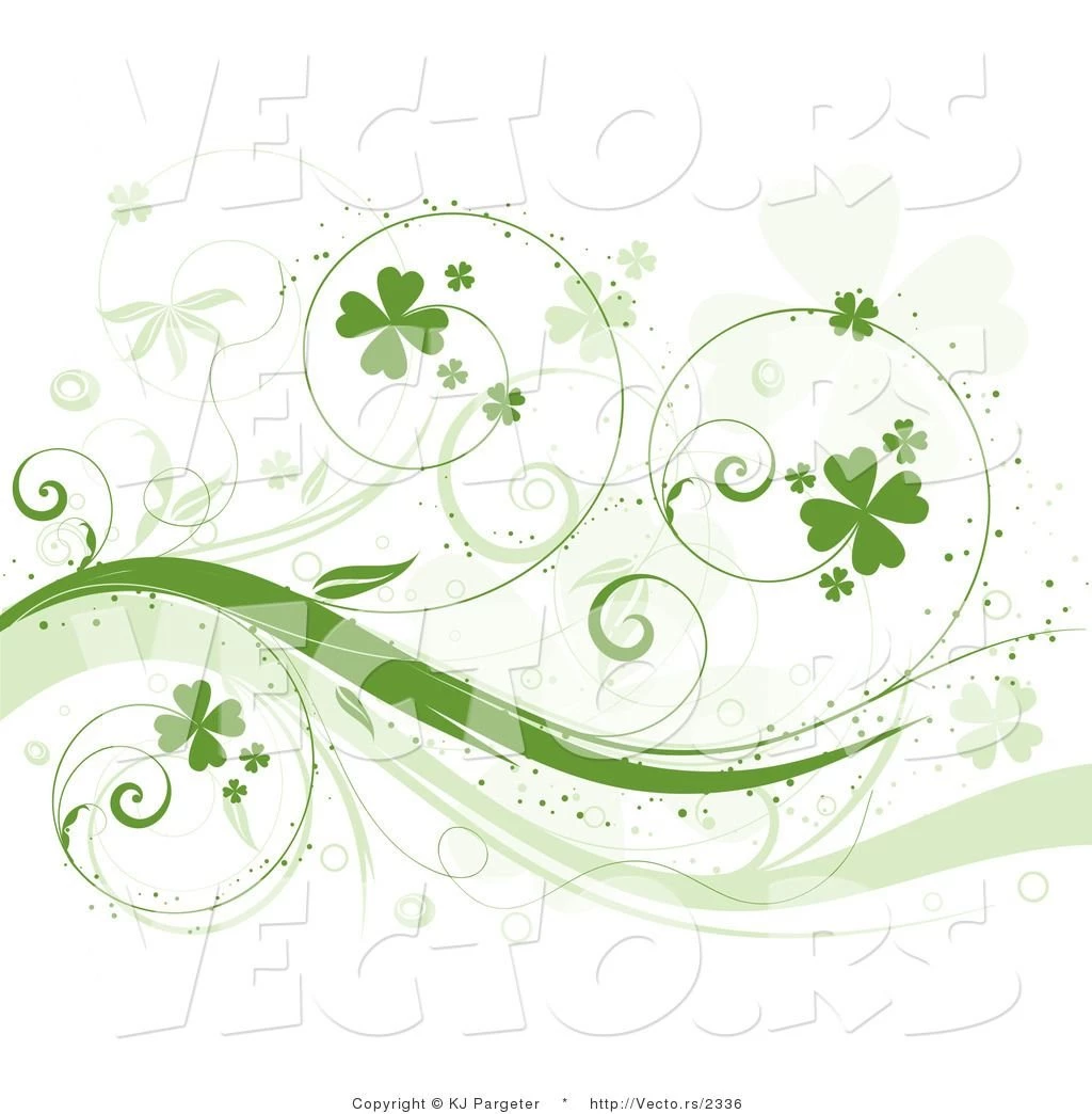 Vector Of Curly Green Vines With Shamrocks Backgrounds Design ...