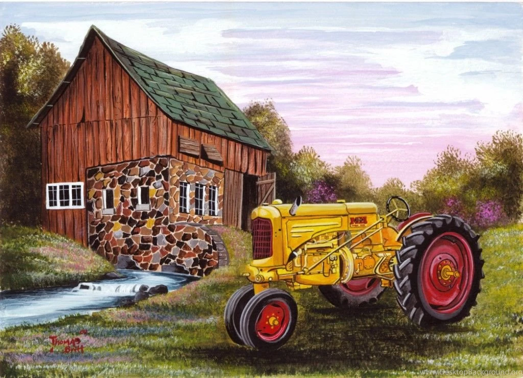 Farms: 1945 Minneapolis Tractor Fields Stones Stream Farm Barn ...