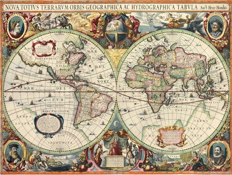 Vintage Hondius World Map Wallpapers By Love Maps On ...