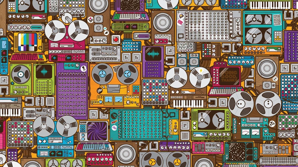 HD Retro Music Devices Pattern Wallpapers