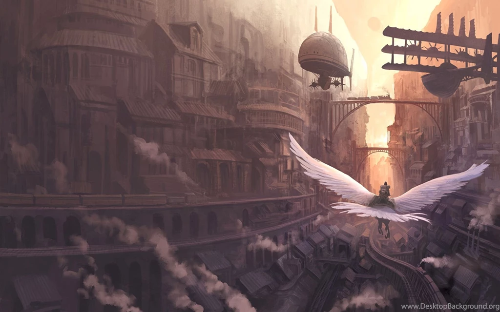 Flying through the steampunk city fantasy hd wallpaper 1920×1200 ...