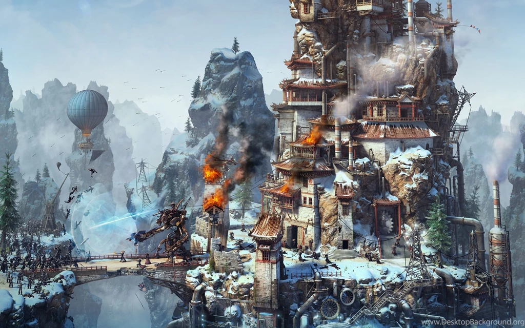 Steampunk Sci fi Futuristic Cities Warriors Mecha Battle War ...