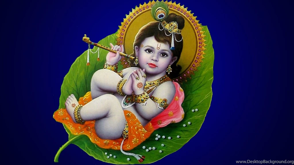 Bal Krishna In Tree Leaf