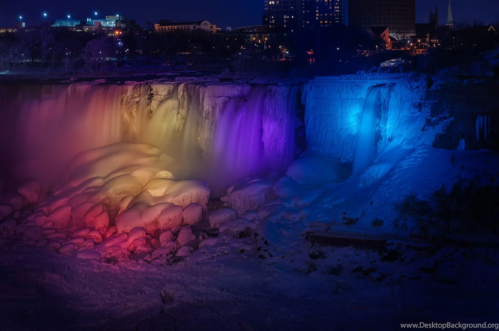 Niagara Falls At Night American Side Wallpaper.