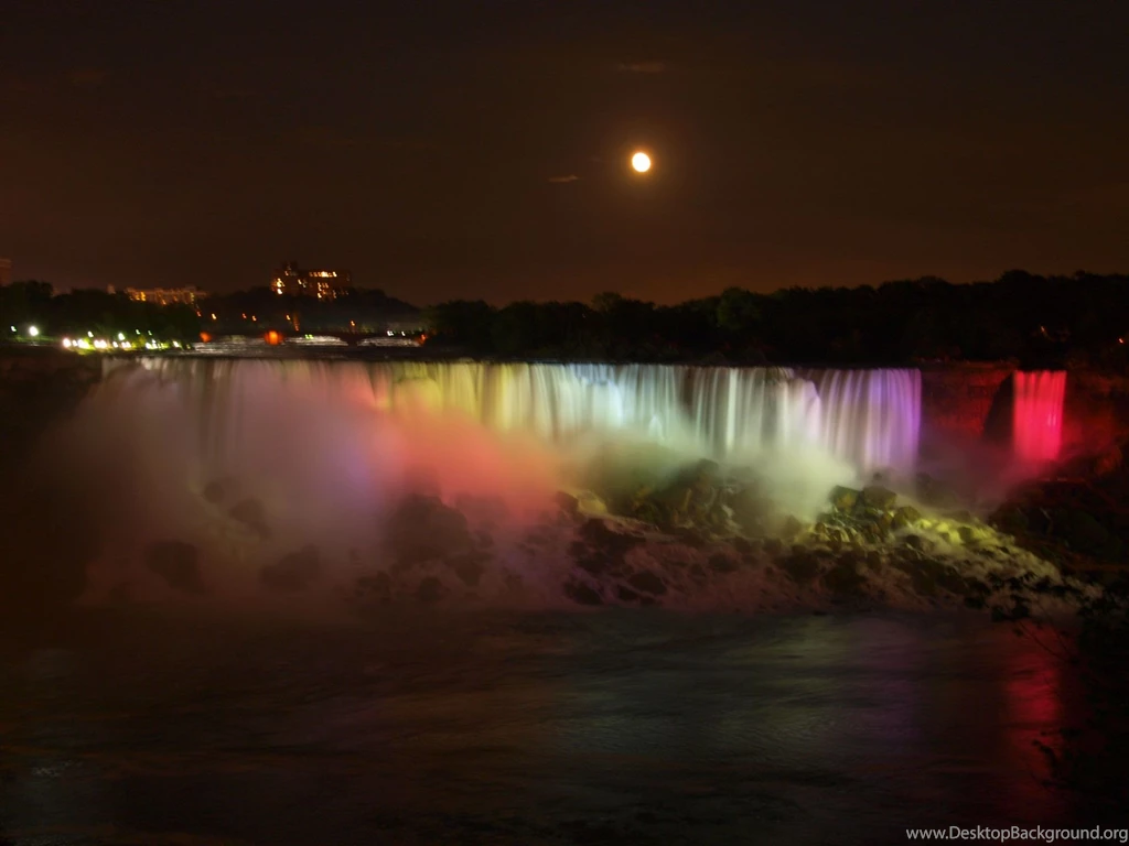 Niagara Falls At Night In Winter   Wallpaper.
