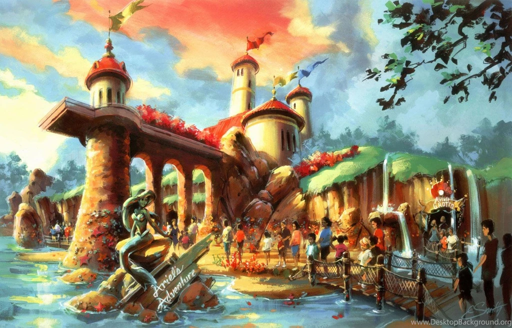 Disneyland Ariels Adventure Fantasy Painting Paintings Mermaid ...