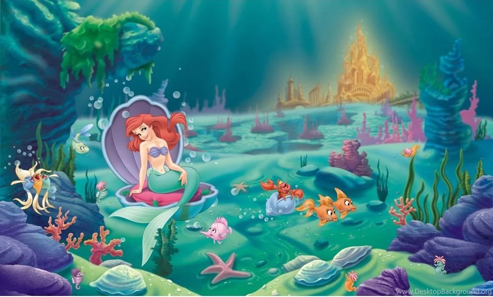 Little Mermaid Wallpapers Mural Disney Princess Ariel Wall Accent ...