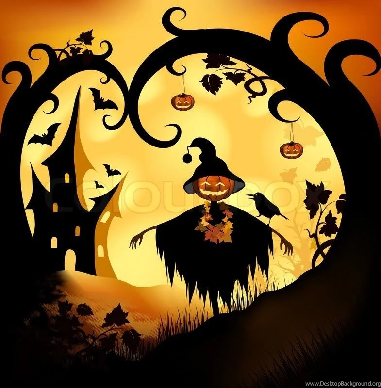 Halloween Bitmap Illustration Backgrounds With Pumpkin