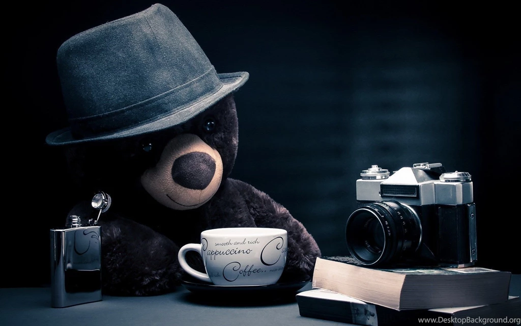 Cappuccino coffee camera bear toy hd wallpapers Magic4Walls.com