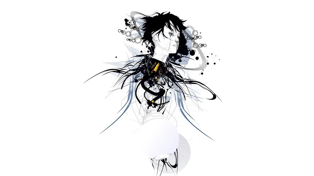 Download Wallpapers 2560x1440 Girl, Head, Robot, Vector Mac iMac 27 ...
