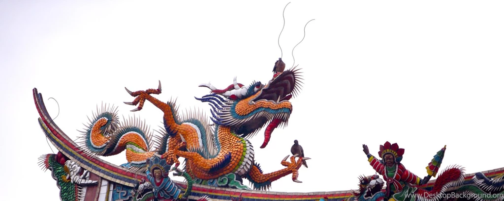 Download Wallpapers 2560x1024 Roof, China, Dragon, Decoration Dual ...