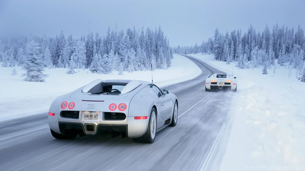 White Bugatti Veyron 16.4 Grand Sport On Winter Road Wallpapers ...